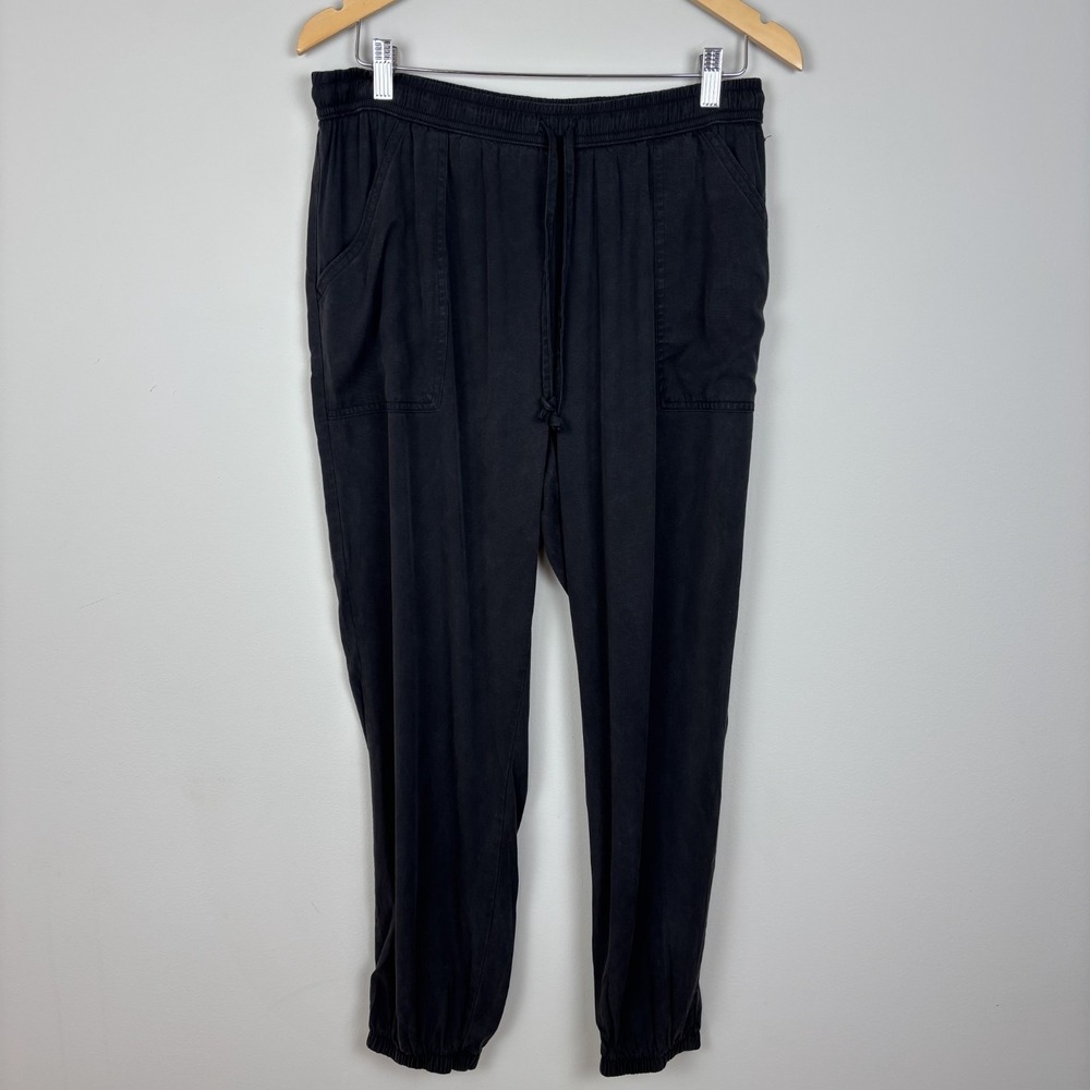 Pink‎ Victorias Secret Jogger Pants Womens Large Black Pull On Lounge Casual L